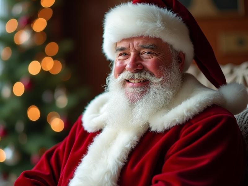 Photoreal Santa Claus smiling in full outfit